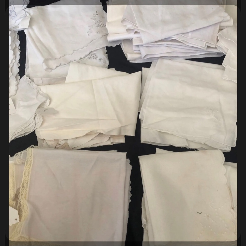 20 random white cotton or linen napkins vintage